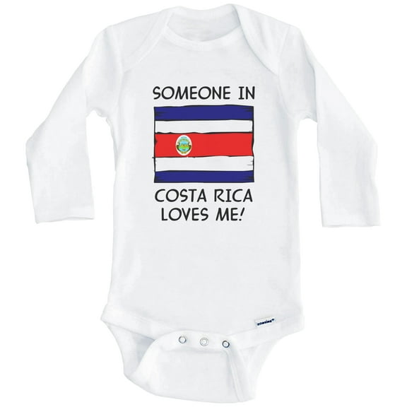 Someone In Costa Rica Loves Me Costa Rican Flag One Piece Baby Bodysuit (Long Sleeve), 0-3 Months White