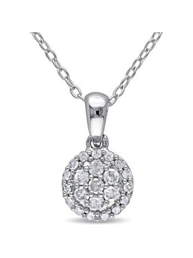 Fine Jewelry Com Miabella 1 4 Carat T W Diamond Sterling Silver Halo Pendant 18