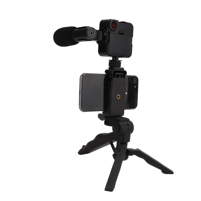 Kit de Trípode de Micrófono ANGGREK con Luz de Relleno de Video LED para Cámara de Teléfono