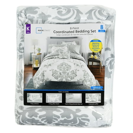 Mainstays Classic Noir Grey Bed In A Bag Coordinated Bedding