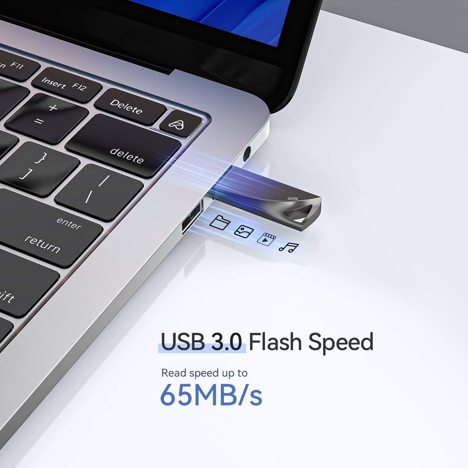 2Pack 64GB USB 3.0 Flash Drive TOPESEL USB Memory Stick Slim Thumb Drive with Keychain Hole for PC Computer