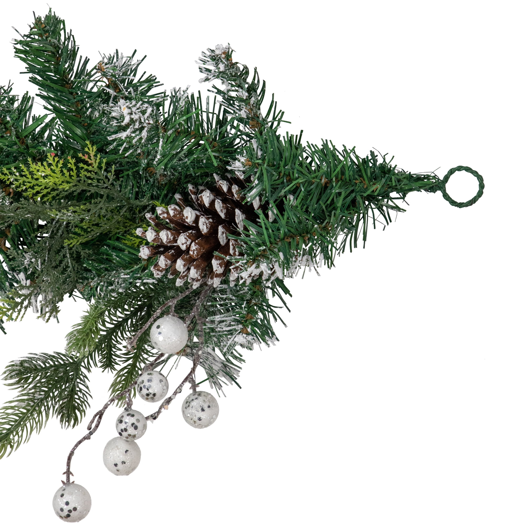 6' Green Pine Frosted Artificial Christmas Garland with Pinecones and Ornaments Unlit