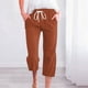 thumbnail image 1 of WILLBEST Pantalones Casuales para Mujer, Primavera Verano, Color Sólido, con Cordones, Bolsillos, Holgados, Pierna Ancha, Capri para Una Comodidad Elegante. Chica, 1 of 3