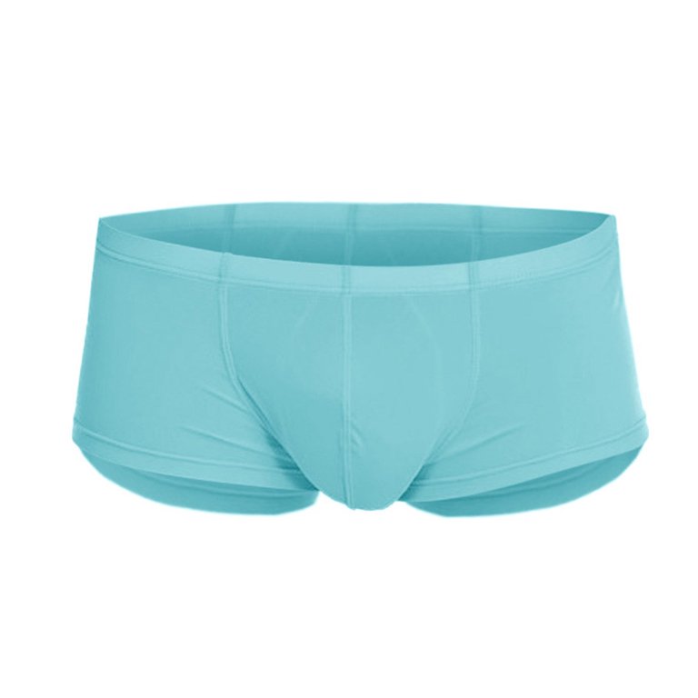 MRULIC mens underwear Men's Fashion Ultra-thin ice Silk Ultra-thin Seamless Breathable  Underwear Men underwear Blue + L 