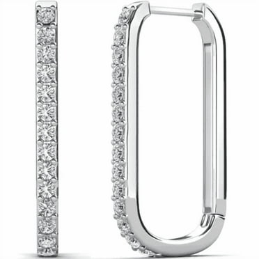 Cate & Chloe Nadia 18k White Gold Plated 24mm Hoop Earrings with Swarovski Crystals Gift for Women