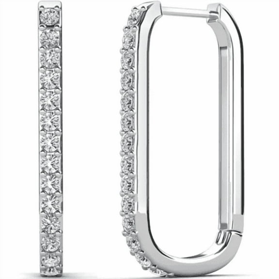 Cate & Chloe Nadia 18k White Gold Plated 24mm Hoop Earrings with Swarovski Crystals Gift for Women