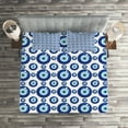 thumbnail image 3 of Ambesonne Evil Eye Quilted Coverlet 3 Pcs, Symmetrical, Queen Size, Blue Pale Blue White, 3 of 4