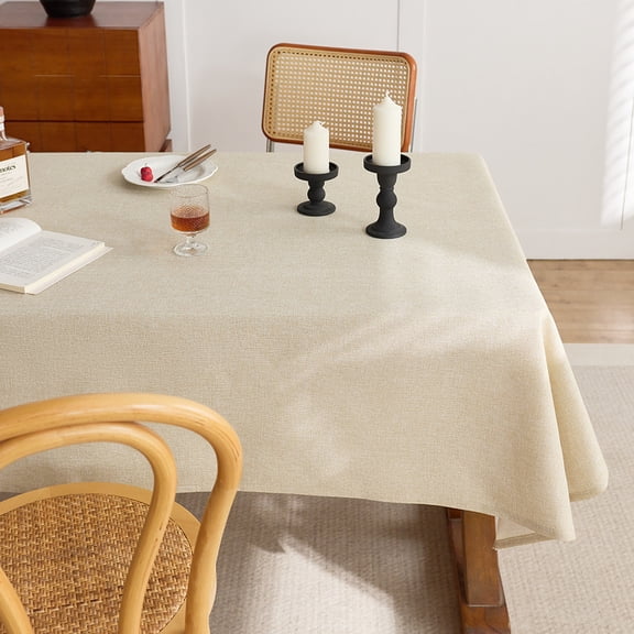 Xukmct Rectangle Linen Tablecloth Washable Dining Table Cover Wrinkle-proof Tablecloths for Dining Table, Kitchen, Wedding, Party, 39 x 39 Inch
