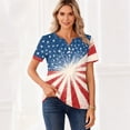 thumbnail image 3 of Iaqnaocc 4th Of July Womens Shirts Short Sleeve Button Up V Neck Independence Day American Flag Stars Striped Tops Vintage 2026 Summer July 4th Celebration Tee Tops Blue L, 3 of 4