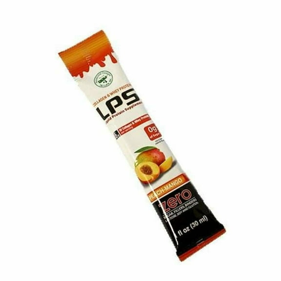 LPS Sugar Free Collagen & Whey Liquid Protein Supplement by Nutritional Designs 1 oz Packets - Peach Mango : 5-Pack