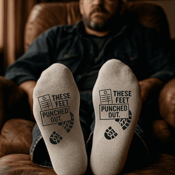 Taylored Family™ “These Feet Punched Out.” Moisture-Wicking Performance Crew Socks | Lightweight Polyester Hiking, Work, & Outdoor Socks, White, One Size