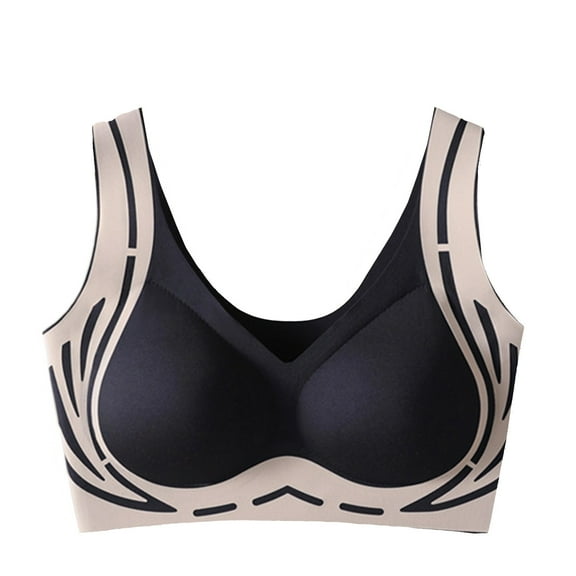 Plus Size High-Impact Sports Bra – Steel-Free Seamless Construction with Double-Layer Fixing Cups & Breathable Mesh,Black 34