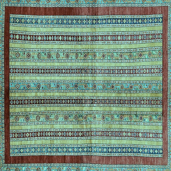 Ahgly Company Indoor Square Abstract Light Blue Modern Area Rugs, 5' Square
