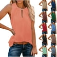 thumbnail image 2 of WTXUE Tank Tops Sleeveless, Scoop Neck Women's Keyhole V-Neck Tank Summer Loose Flowy Blouses Solid Casual Tops for Women Dark Gray M, 2 of 6