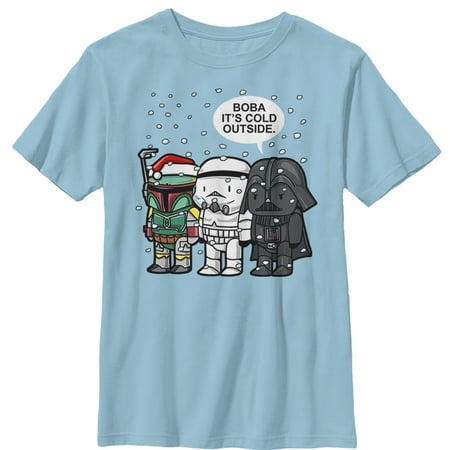 Boy s Star Wars Boba It s Cold Outside Graphic Tee Light Blue Medium