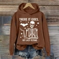 thumbnail image 3 of There It Goes My Last Flying Halloween Hoodies for Women Funny Skeleton Bat Graphic Hoodie Sweatshirt Pullover Tops, 3 of 4