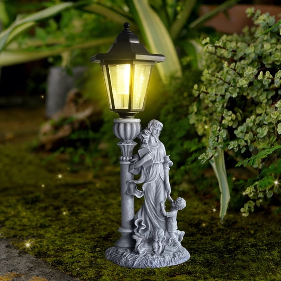 Garden Motherly Love Statue with Solar Powered Lantern for Patio Yard Backyard Gifts for Mother's Day Birthday Housewarming,Solar Garden Mother and Children Sculptures with Light