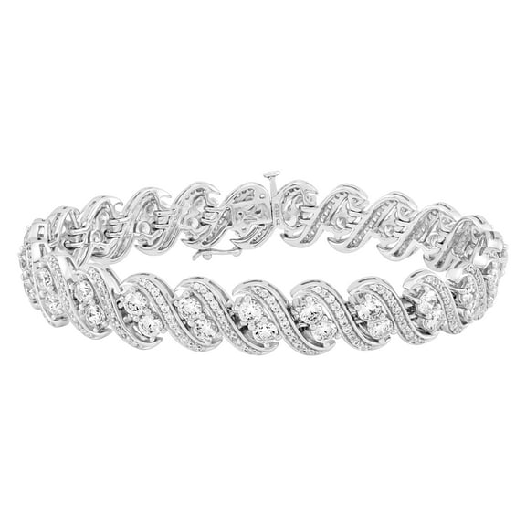 Sterling Silver Simulated Diamond Link Bracelet, 7.25"