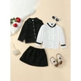thumbnail image 2 of Bagilaanoe 3Pcs Little Girls Fall Clothes Long Sleeve Jacket + White Frills Shirt Tops + Skirt 3T 4T 5T 6T 7T Kids Casual Skirt Set, 2 of 9