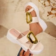 thumbnail image 5 of Platform Sandals for Women Fashion Metal Buckle Slides Open Toe Summer Slip on Low Wedge Casual Beach Shoes White Size 8, 5 of 7