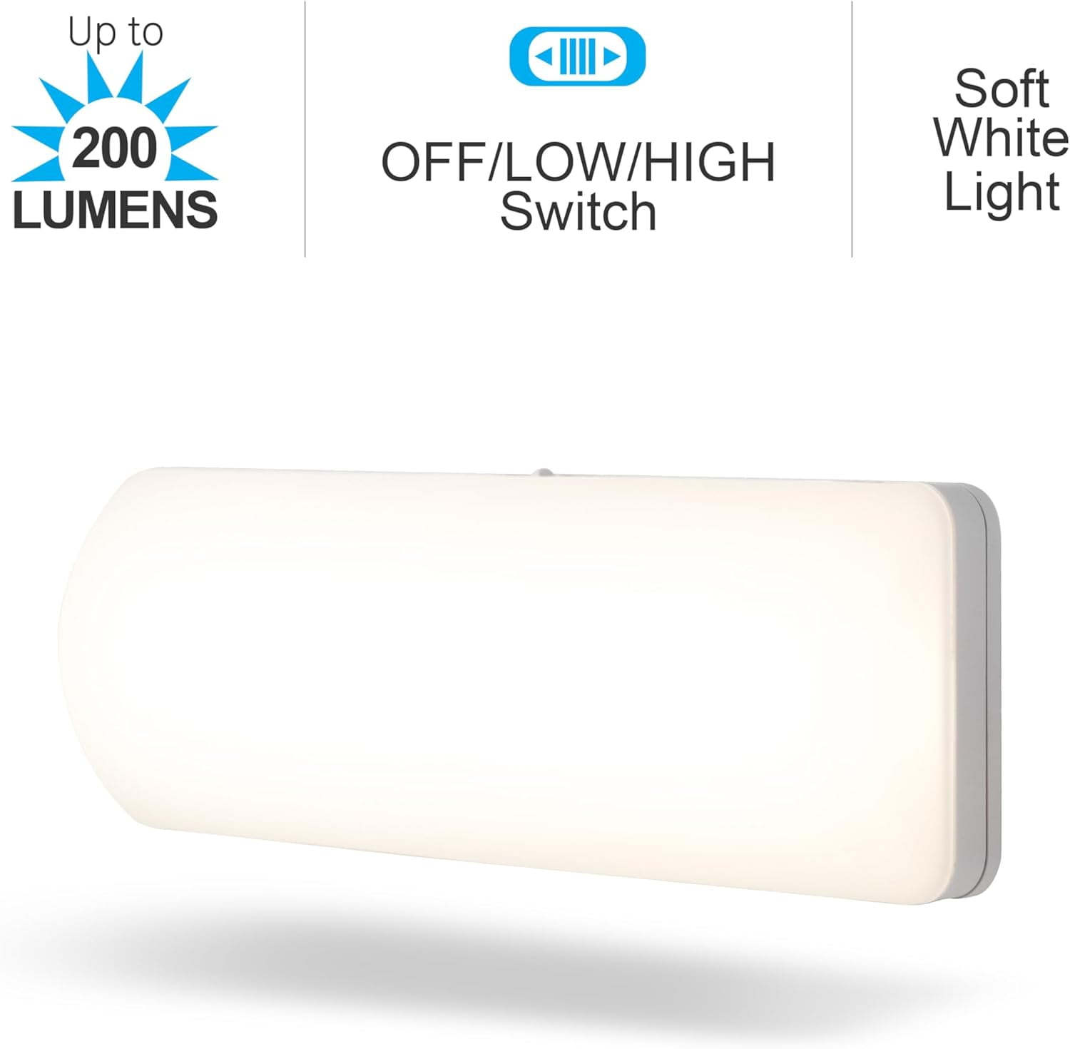 Ultrabrite LED Light Bar Night Lights Plug Into Wall Room Decor Ambient Lighting High/Low/Off Switch Bright Nightlight, White, 200 Lumens, 2 Pack