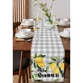 thumbnail image 4 of Hello Summer Table Runner Cotton Linen 60 Inch Holiday Dresser Scarves, Lemon Green Botanical Watercolor Plaid Tablerunner for Kitchen Coffee Dining Bedroom Living Room Dinner Scarf Décor 13''x60'', 4 of 9