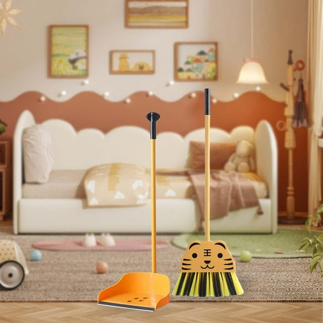 Juego de Mini escoba y recogedor para niños, pequeño ayudante de limpieza, juego de rol educativo, regalos de vacaciones, juego de limpieza para niños 2 piezas