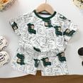 thumbnail image 2 of TOOYOU Girls Summer Outfit Sets Short Sleeved T Shirt Shorts Set Two Piece Set For Infant Girls Playtime Outfits Size 18 -24 Months Army Green, 2 of 3