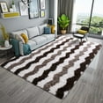thumbnail image 6 of Lochas Soft Shaggy Rugs Plush Area Rugs for Living Room Bedroom Fluffy Carpets Home Decor,5x8ft,Stripe Brown, 6 of 7