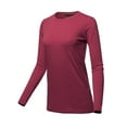 thumbnail image 2 of A2Y Women's Basic Solid Soft Cotton Long Sleeve Crew Neck Top Shirts Cabernet L, 2 of 3