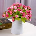 thumbnail image 2 of Farfi 1 Bouquet 21 Heads Artificial Roses Bridal Home Wedding Party Decor Fake Flowers (Rose Pink), 2 of 13