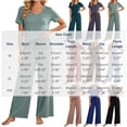 thumbnail image 3 of Zynoxe Pajamas for Women Set Two Piece V-neck Short Sleeve Shirts and Drawstring Wide Leg Pants Matching Outfit Loose Comfy Lounge Sets, 3 of 7