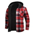 thumbnail image 4 of Mens Fashion Casual Jacquard Plaid Hood Sweatshirt with Pocket Men's inside hooded flannel shirt for outdoor activities,Red3 XXL, 4 of 5