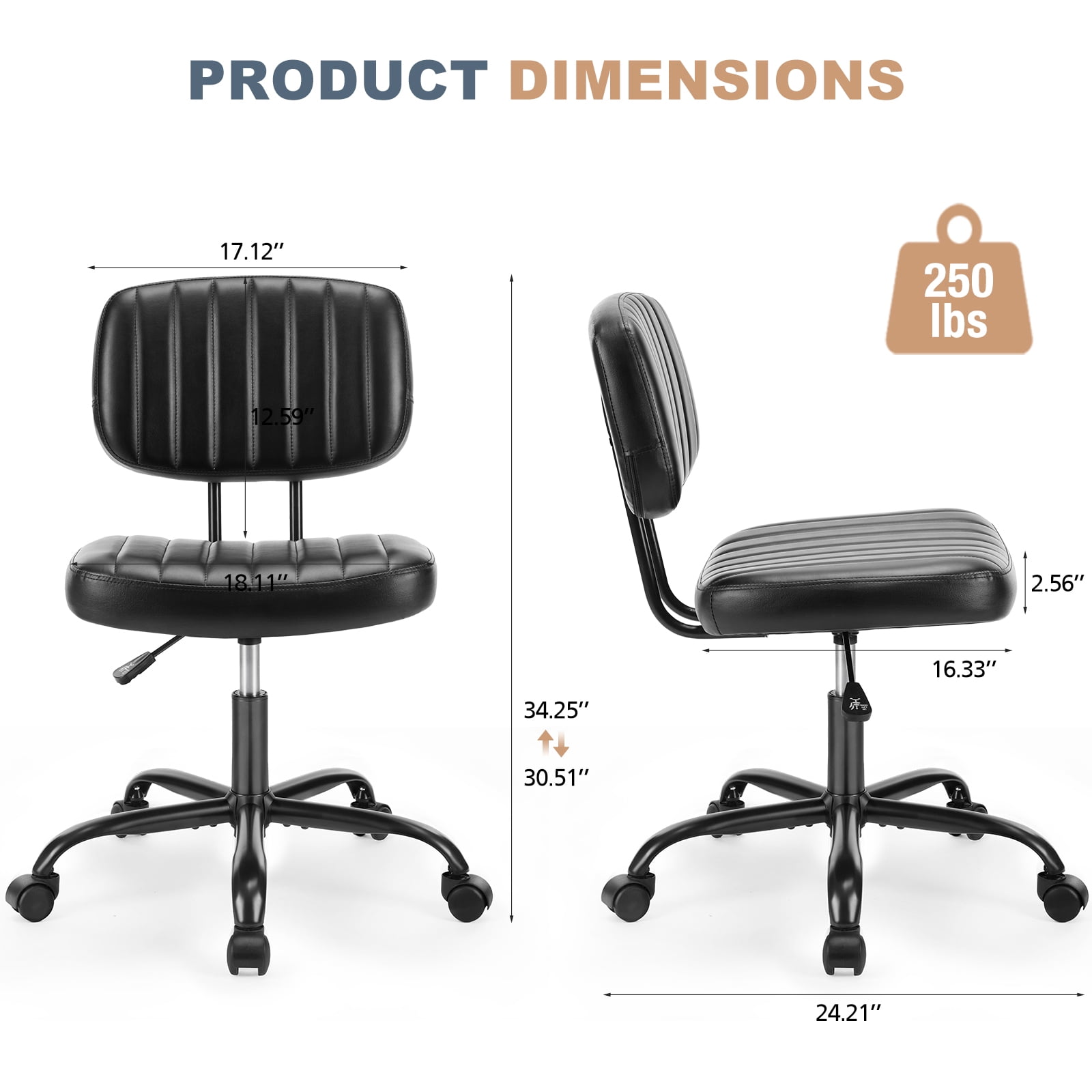 MAYEERTY Ergonomic Mid-Back Executive Office Chair Swivel Computer Desk Task Chair, Black