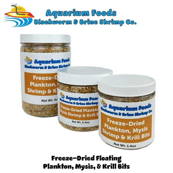 Pacific Plankton, Mysis Shrimp & Krill Bits - Freeze-Dried for Cichlids, Koi & Pond Fish, All Tropical Fish and Marine Fish - 1.4oz Sm Round Jar