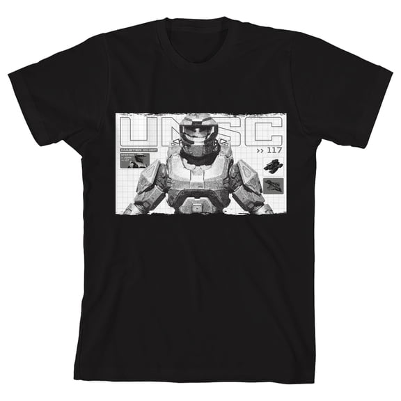 Halo: Campaign Evolved 25th Anniversary UNSC Soldier Tank & Plane Youth Black Crew Neck Short Sleeve T-shirt - XL
