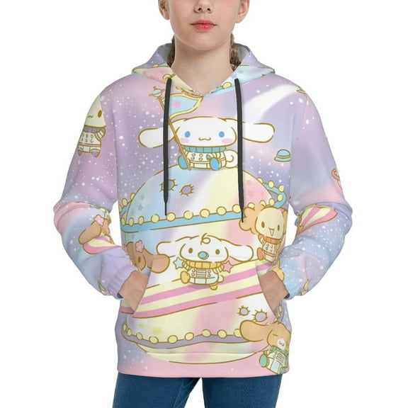 Sanrio Cinnamoroll Kids' Hoodie 3d Print Sweatshirt Soft Pullover Hooded With Big Pockets Fans Gifts For Boys Or Girls Small