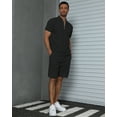 thumbnail image 4 of BUYJYA 2 Pieces Men's Tracksuit Casual Quarter Zip Shirt and Shorts Set for Beach Strolls Tennis Golf, 4 of 7