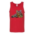 thumbnail image 3 of First We Still Your Heart Then Your Bed | Funny Neon Colorful Cat | Dean Russo Art Animal Lover Mens Tank Top, Red, 3X-Large, 3 of 6