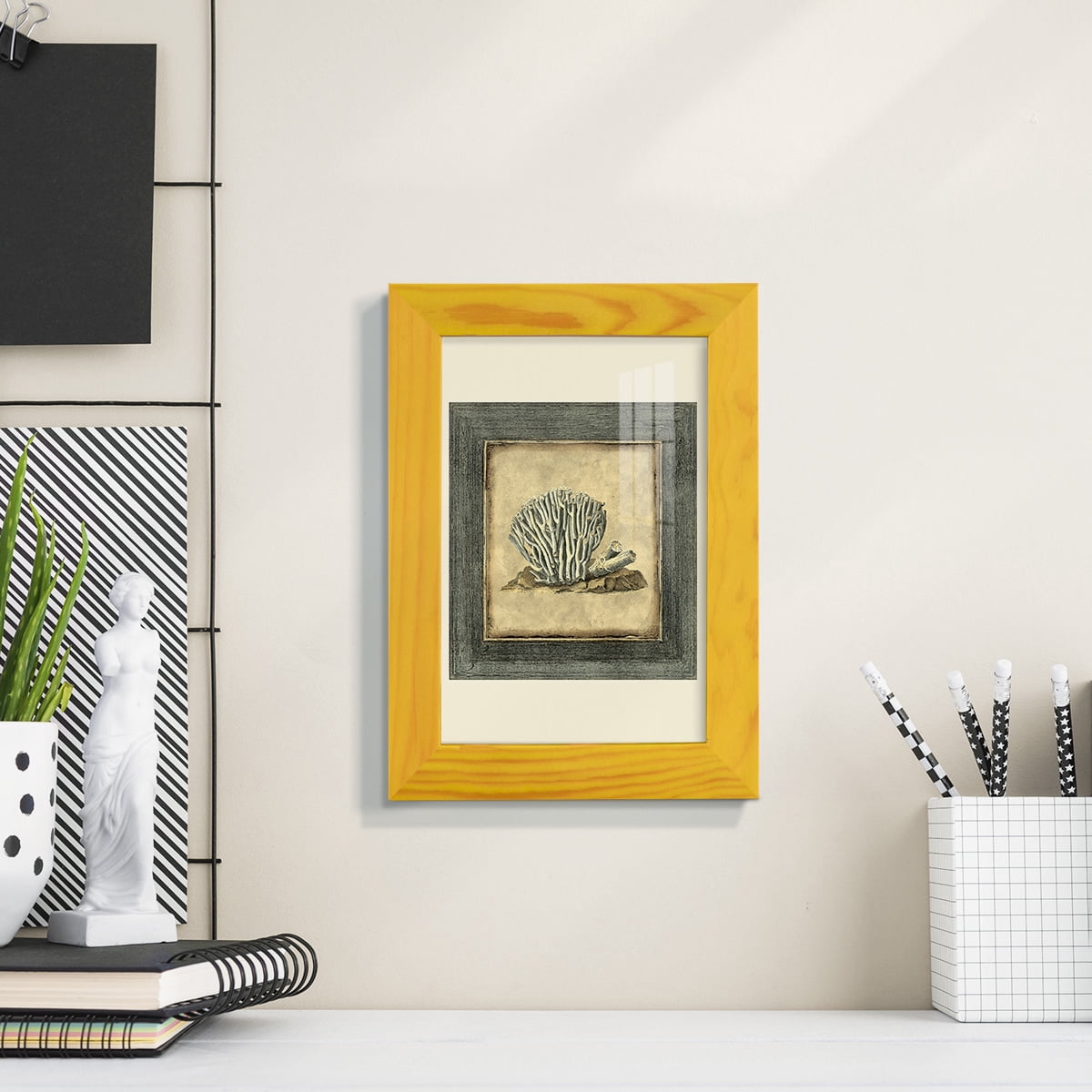 Mini Exotic Coral IX (U) - Framed Print w/glass - Sunflower Yellow