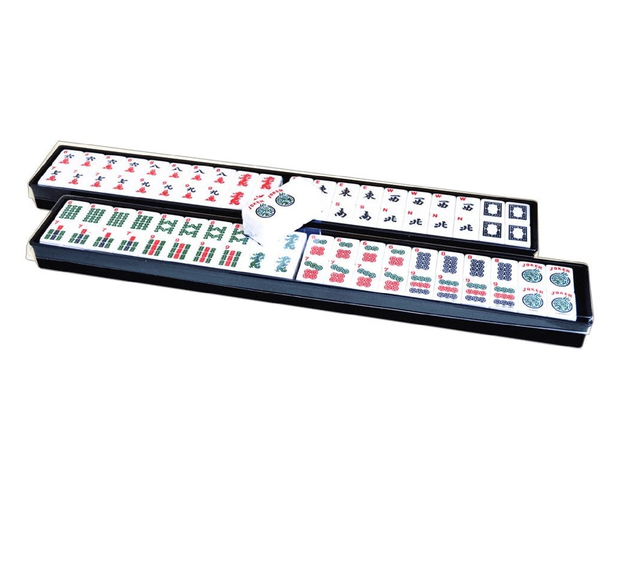 C&H Solutions Western Mah Jong Tile Set with 2 Pcs Mah Jong Trays and Lids B Type
