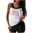 thumbnail image 2 of RKSTN Womens Swimsuits Tankini Swimsuit Summer Printed Color Block Crew Neck Modest Swim Tank Top with High Waisted Solid Color Swim Shorts Matching Two Piece Set Bathing Suits, 2 of 5
