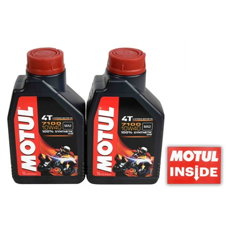 Motul 104091 7100 Ester 4T Fully Synthetic 10W-40 Petrol Engine Oil for Bikes (1 L) - 2 pck w Premium Motul (The Best Engine Oil For Bikes)
