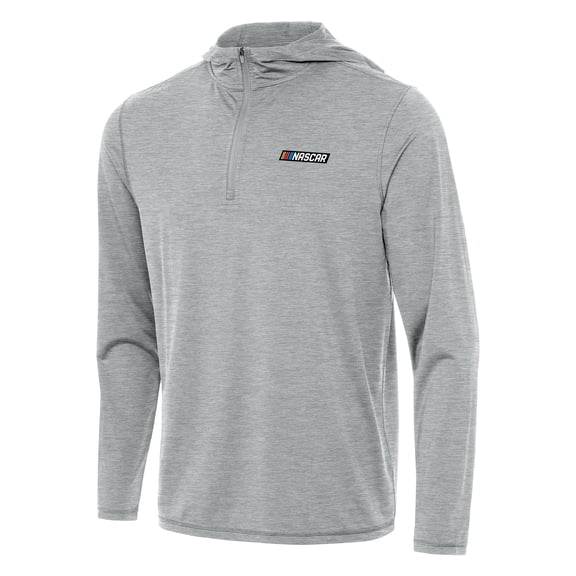 Men's Antigua Heather Gray NASCAR Tidy Quarter-Zip Pullover Hoodie