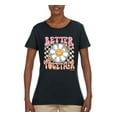 thumbnail image 2 of Wild Bobby Retro Better Together Daisy Smiley Face Checkered Background Vintage Women Graphic Tee, Black, Small, 2 of 6