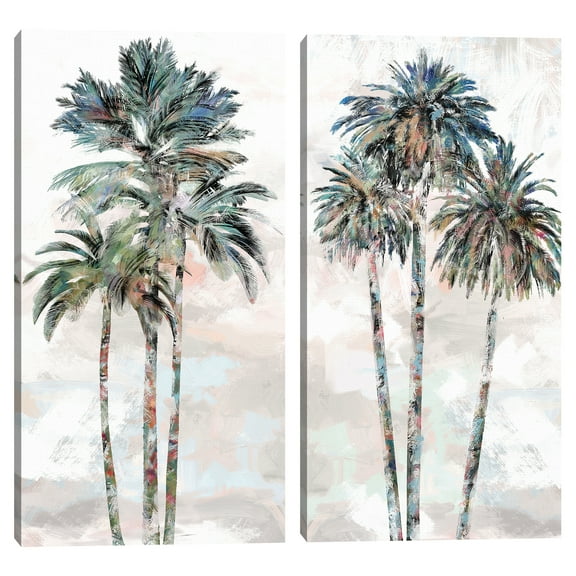 Rainbow Palms I & II by Studio Arts Set of 2 Canvas Prints