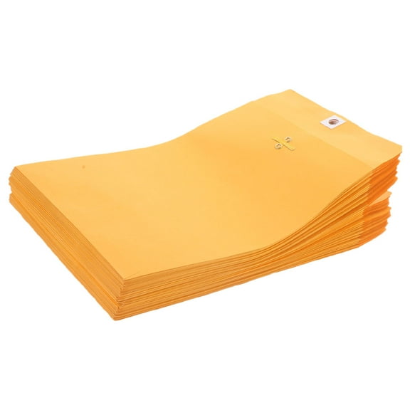 LEORX 100Pcs Kraft Paper Clasp Envelopes Yellow for Secure Document Mailing