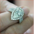 thumbnail image 5 of Forever Jewels 3.50Ct Pear Cut Moissanite Women Halo Engagement Ring 14K White Gold Plated, 5 of 7