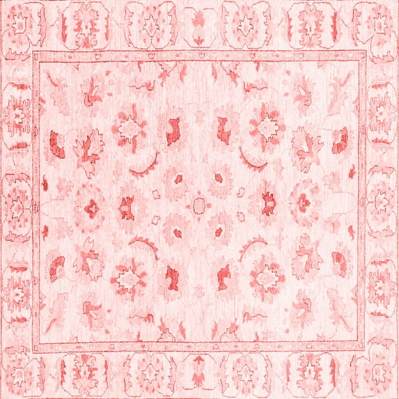 Ahgly Company Machine Washable Indoor Square Oriental Red Traditional Area Rugs, 4' Square