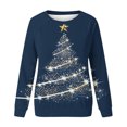 thumbnail image 4 of Idoravan Womens Christmas Graphic Sweatshirts Women's Christmas Printed Round Neck Long Sleeved Top Loose Fitting Sweater Purple S, 4 of 4